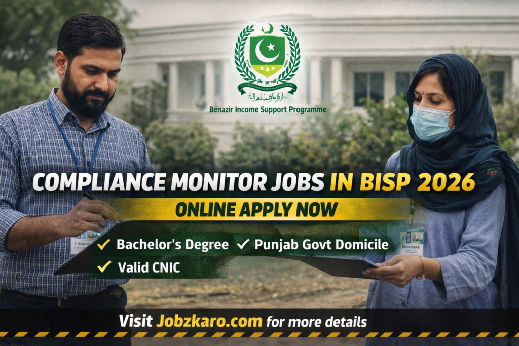 Compliance Monitor Jobs in BISP 2026 Online Apply – BISP 500+ New Vacancies