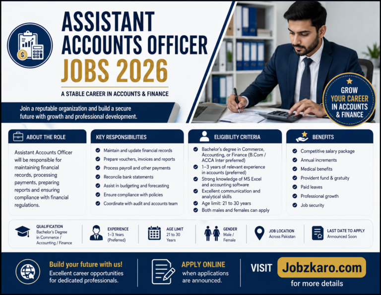 Assistant Accounts Officer Jobs 2026 - 200+ Vacant Positions | Apply Online Through National Jobs Portal